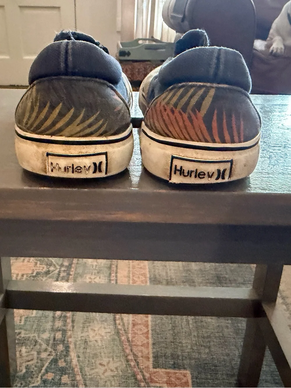 Hurley Kids Slip-On Sneakers in Navy with Orange Leaf Motif